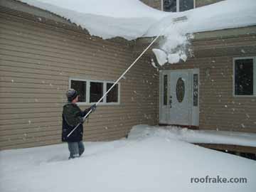 Using a roof rake